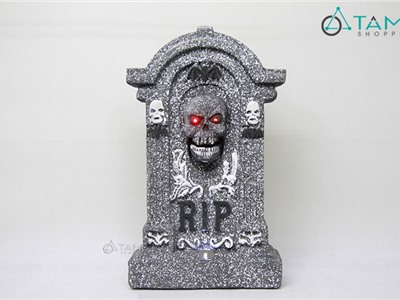 Tấm bia mộ điện tử RIP đầu lâu phát âm thanh kinh dị (TẶNG PIN)